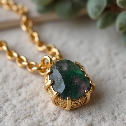 A handcrafted necklace featuring a raw tourmaline crystal on a delicate gold chain.
